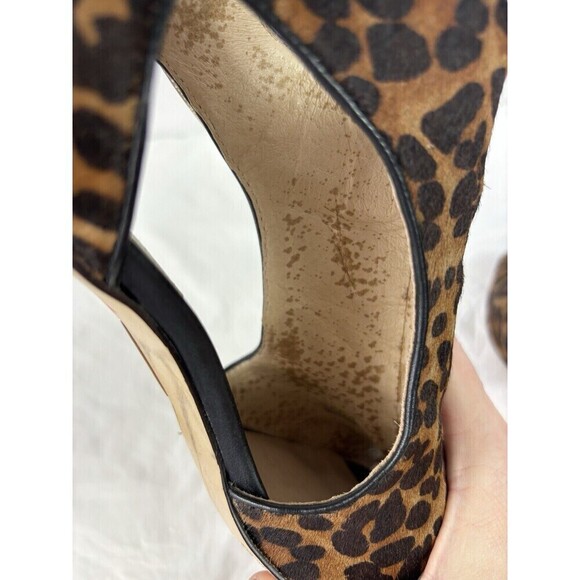 Louise et Cie Peeptoe Booties Heels Leopard Animal Print Brown Black 8.5 B Calf - Picture 8 of 16